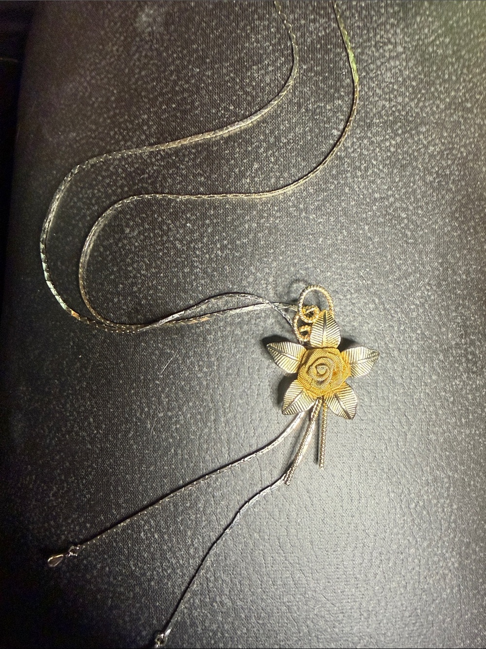 Gold-Tone Floral Rose Pendant Necklace for Women